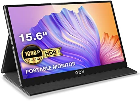 Portable Monitor, QQH 15.6" Monitor for Laptop FHD 1080P USB C Computer Display IPS Second Screen, Mini HDMI Gaming Monitor with Smart Cover, Dual Speakers External Monitor for Phone PC MAC Xbox PS4 1