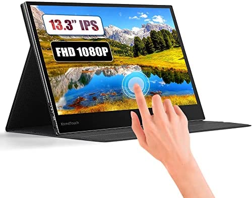 Portable Touchscreen Monitor, PEPPER JOBS XtendTouch 13.3 Inch FHD 1080P Display with Multi-Touch, Smart Cover, Dual Speakers, Compatible with Laptop/Switch/PS4/PS5(USB-C,Mini-HDMI,13.3",No Battery) 1