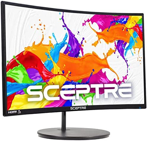 Sceptre Curved 24" Gaming Monitor 75Hz HDMIx2 VGA 98% sRGB R1500 Build-in Speakers, Machine Black 2022 (C249W-1920RN Series) 1