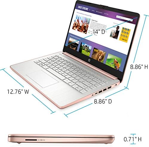 2020 HP 14 inch HD Laptop, Intel Celeron N4020 up to 2.8 GHz, 4GB DDR4, 64GB eMMC Storage, WiFi 5, Webcam, HDMI, Windows 10 S /Legendary Accessories (Google Classroom or Zoom Compatible) (Rose Gold) 3