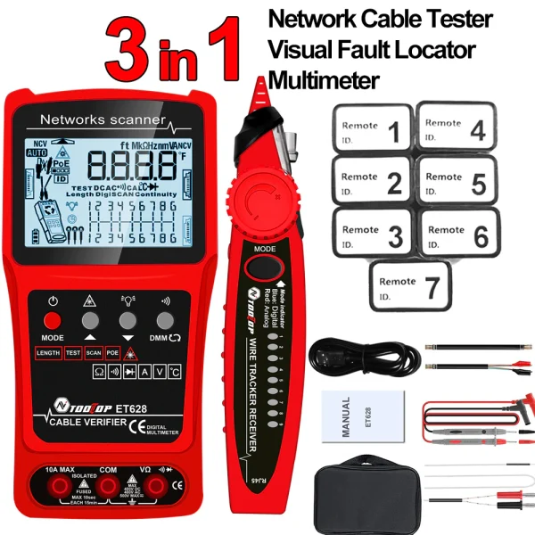 3in1 Multimeter Network Cable Tester Visual Fault Locator Analogs Digital Search POE Test Cable Pairing Length Wiremap Tester 1
