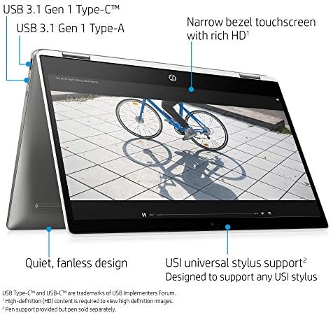 HP Chromebook x360 14-inch HD Touchscreen Laptop, Intel Celeron N4000, 4 GB RAM, 32 GB eMMC, Chrome (14b-ca0010nr, Ceramic White/Mineral Silver) 3