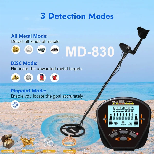 New MD830 Metal Detector Underground Depth 2.5m Scanner Search High Precision Gold Detector Treasure Hunter Detecting Pinpointer 1