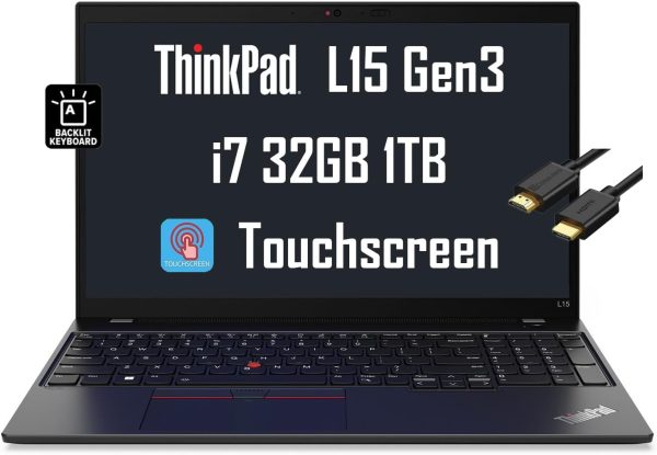 Lenovo ThinkPad L15 Gen 2 15.6" FHD (Intel 4-Core i7-1165G7, 32GB RAM, 1TB PCIe SSD) IPS Business Laptop, Anti-Glare, Backlit Keyboard, Wi-Fi 6E, Thunderbolt 4, Webcam, Free HDMI Cable, Win 11 Pro 1